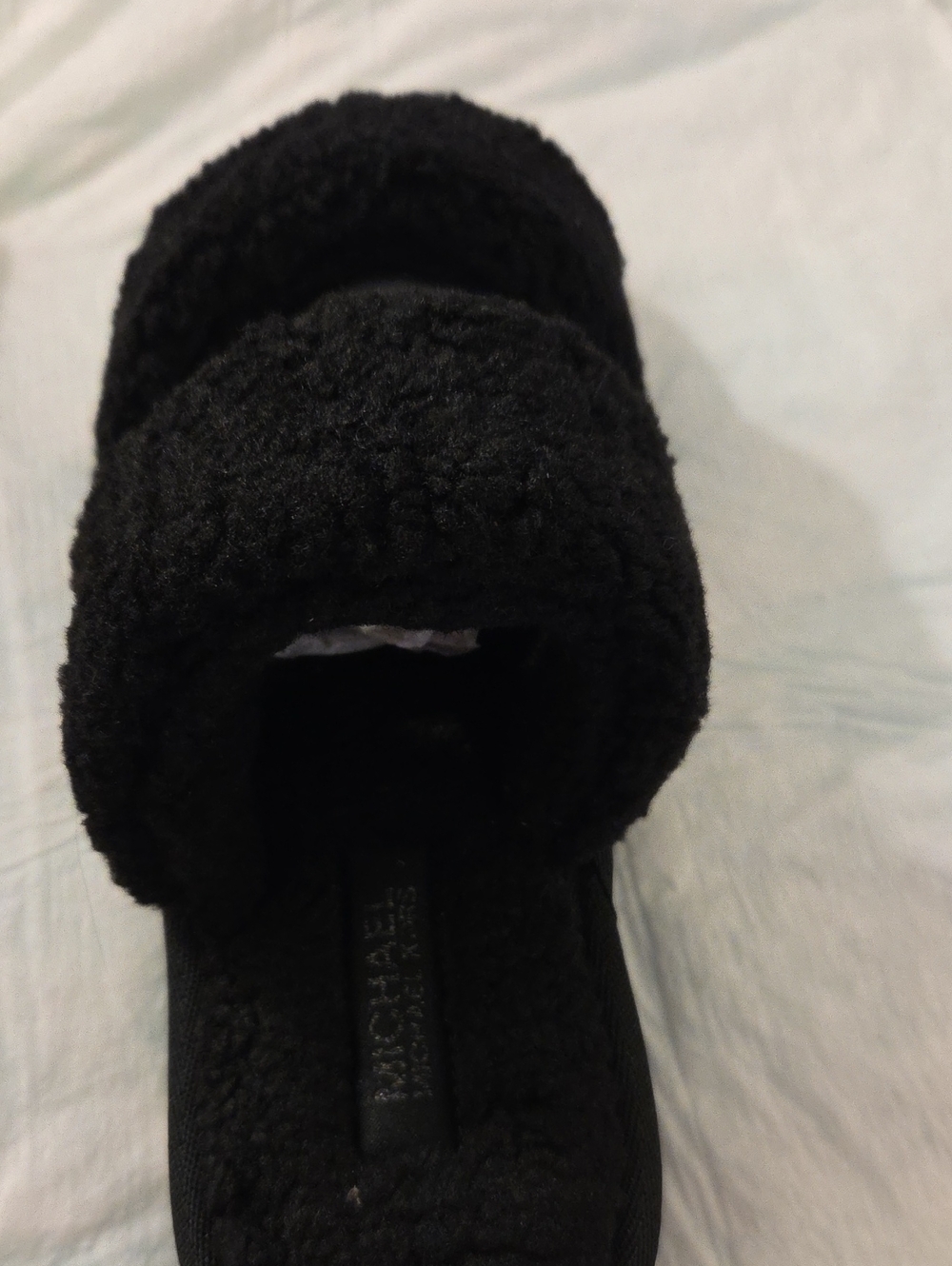 Michael Kors Black Fuzzy Slide Sandals